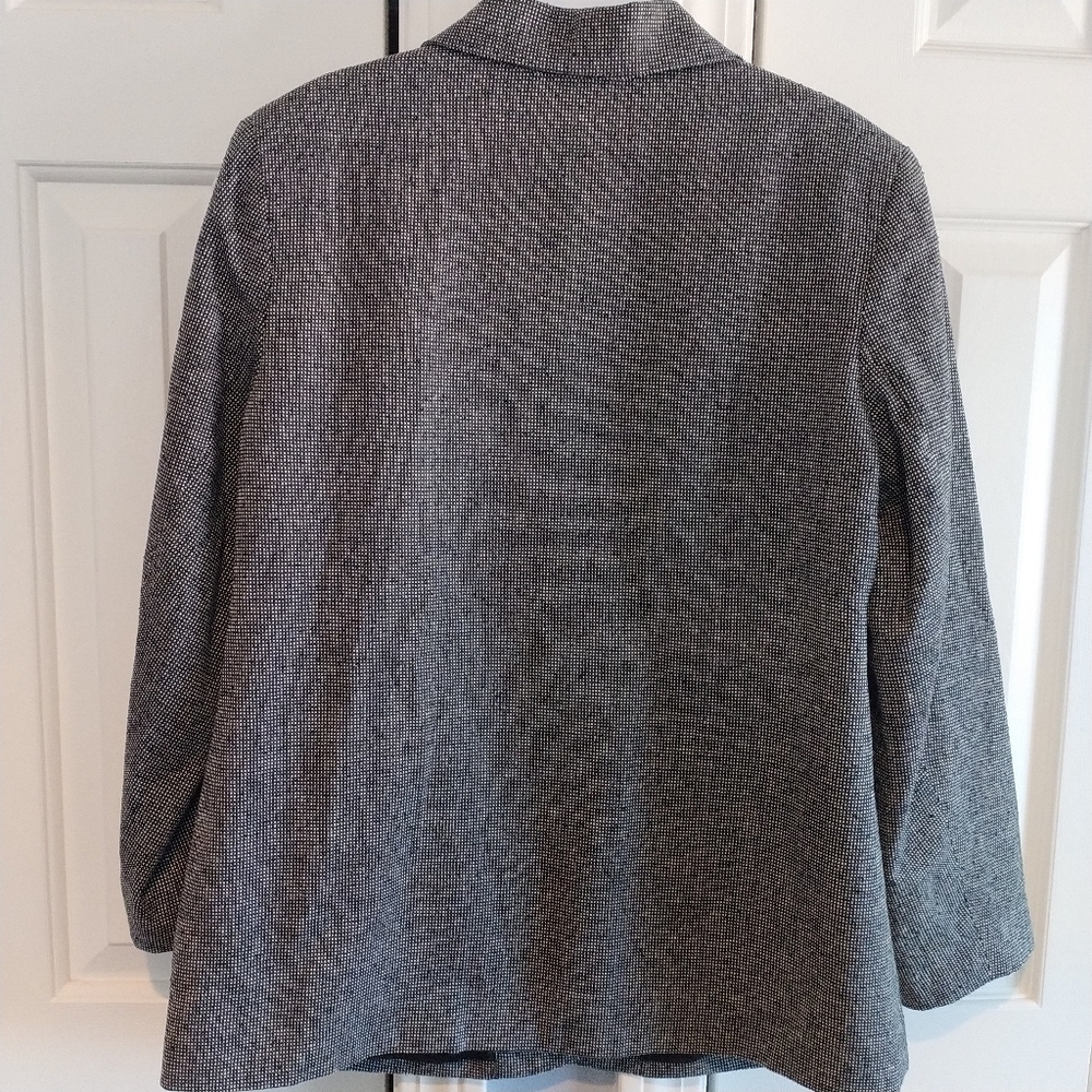 Appleseed's Petite 100 Silk black Tweed Blazer Jacket 10P - Picture 10 of 12